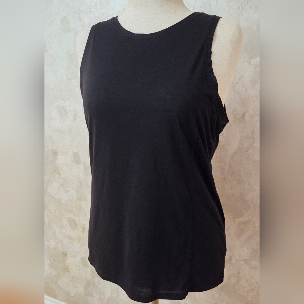 Athleta Black Open Back Tank Top L Athletic Yoga Workout Top